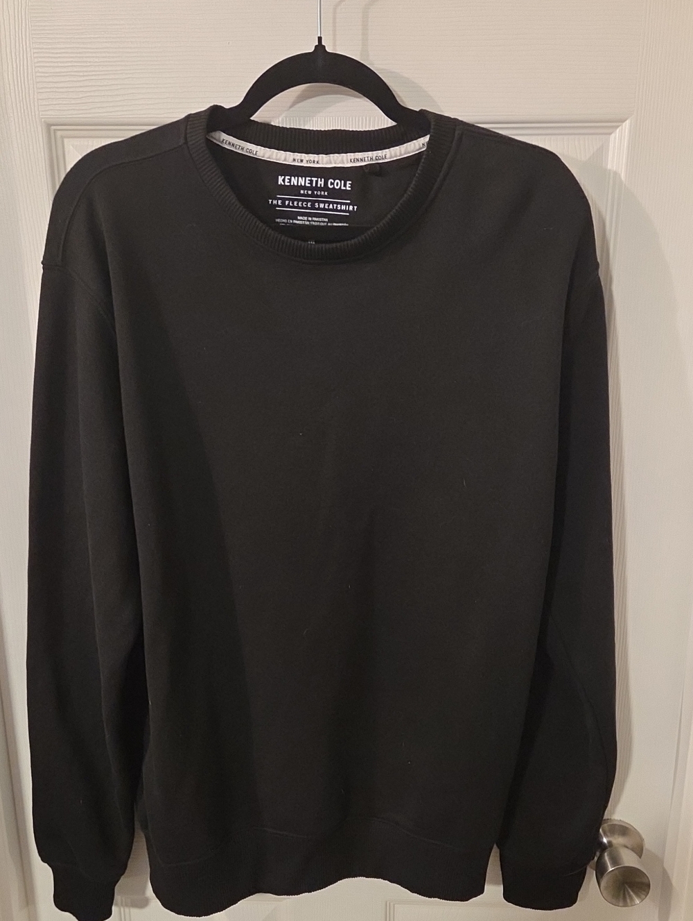 Kenneth Cole New York Men's Fleece Sweatshirt Black Size M Organic Cotton Blend